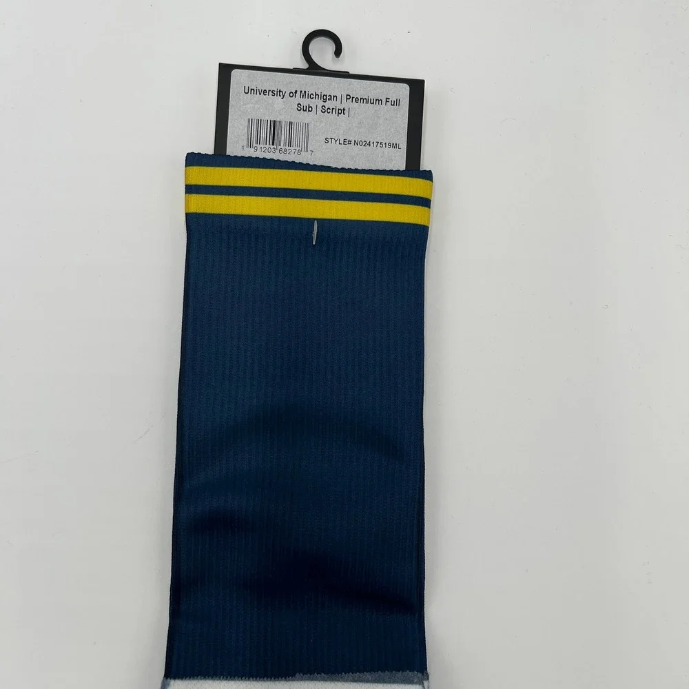 Strideline University of Michigan Wolverines Script Crew Socks Navy Blue M/L NEW